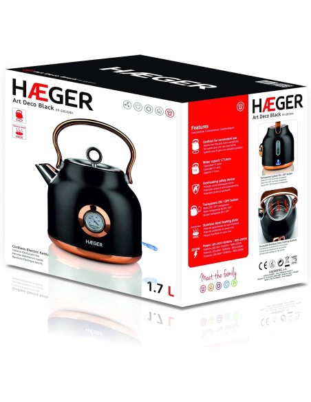 Hervidor Eléctrico HAEGER ART DECO BLACK 17L 2200W